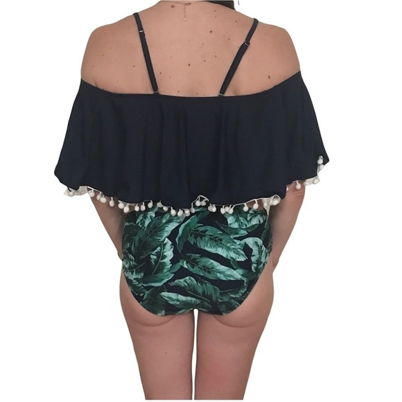 𝅺retro Flounce Tassel Off-shoulder High Waist Bikini. - Picture 4 of 6